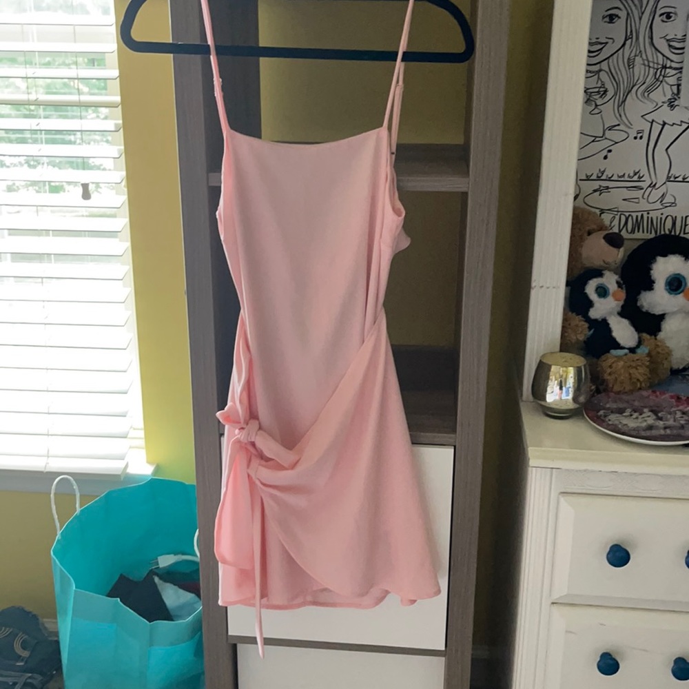 Lucy in the Sky pink wrapped dress